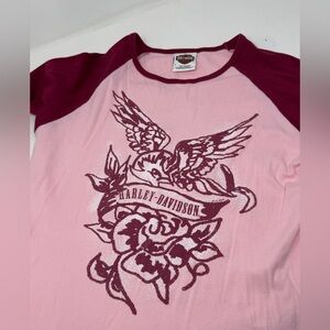Harley Davidson Women's Jersey Pink T-Shirt Surdyke Festus, MO Size Large G7